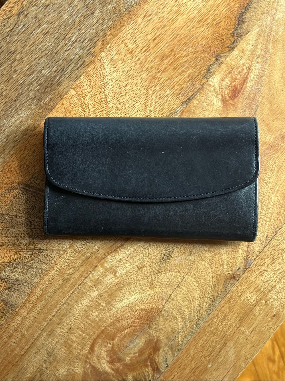 Vintage Coach Black Leather Checkbook Wallet